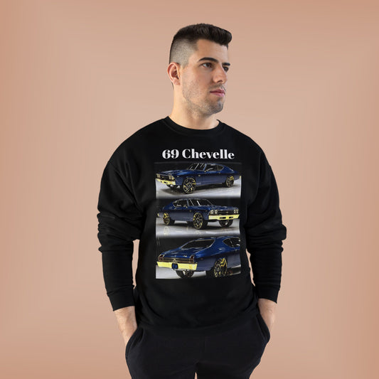 69 Chevelle, Vintage Car Art Eco-Friendly Crewneck Sweatshirt, Cool Graphic Sweatshirt, Unisex Gift, Casual Wear, Car Lover Apparel, Automotive Fashion