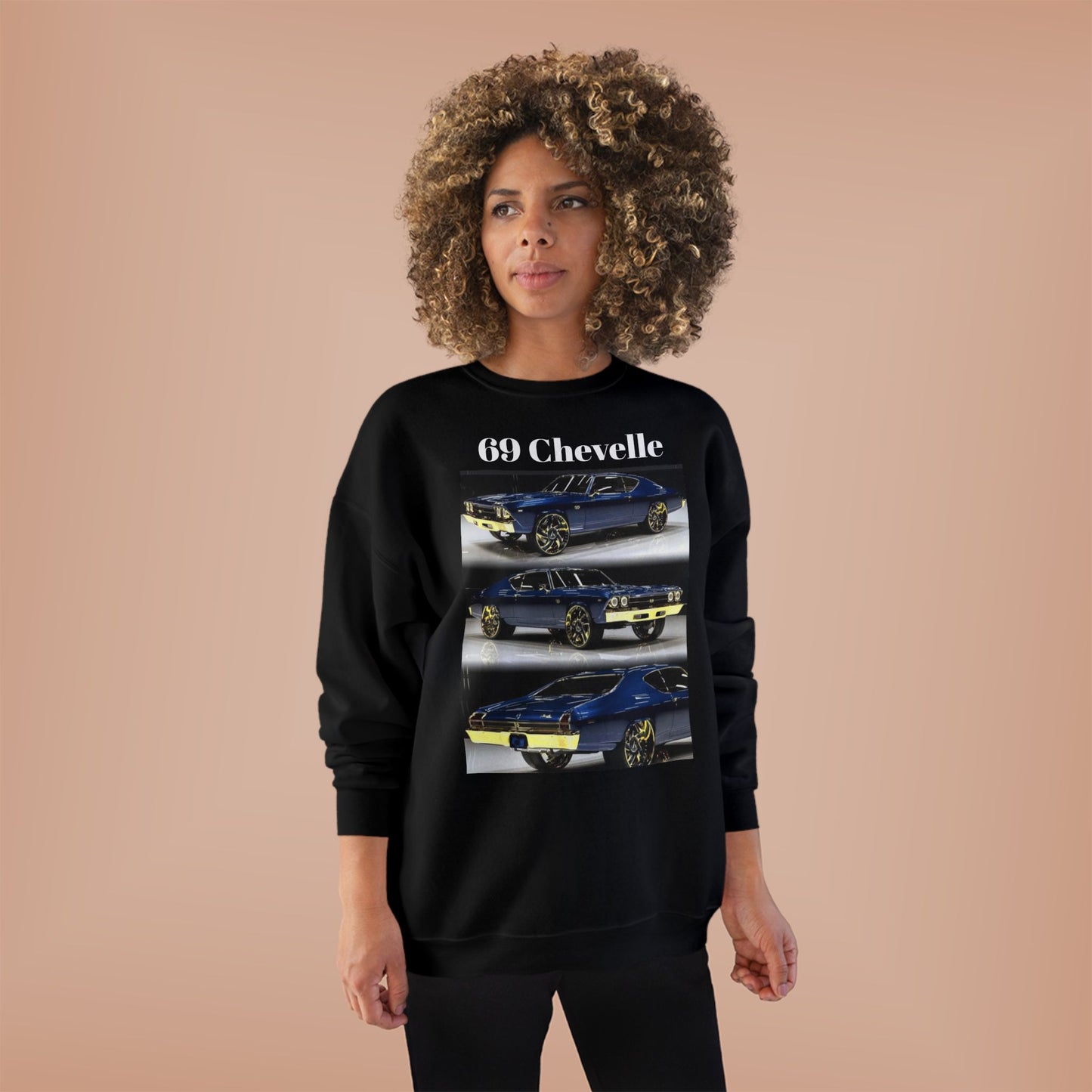 69 Chevelle, Vintage Car Art Eco-Friendly Crewneck Sweatshirt, Cool Graphic Sweatshirt, Unisex Gift, Casual Wear, Car Lover Apparel, Automotive Fashion