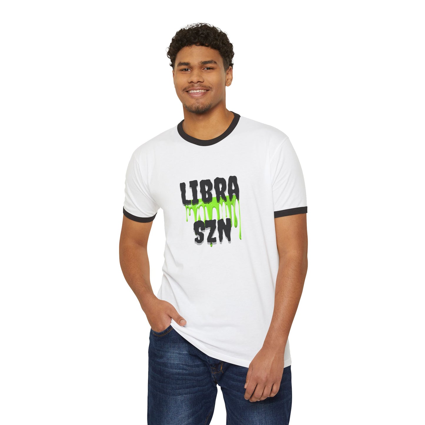 Libra SZN Slime, Unisex Cotton Ringer T-Shirt, Astrology T-Shirt, Zodiac Gift, Astrology Apparel, Birthday Gift for Libras, Trendy Casual Wear