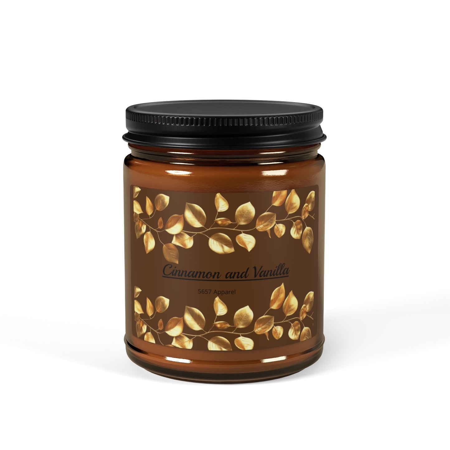 Amber Jar Scented Soy Candle - Cozy Cinnamon and Vanilla Aroma.