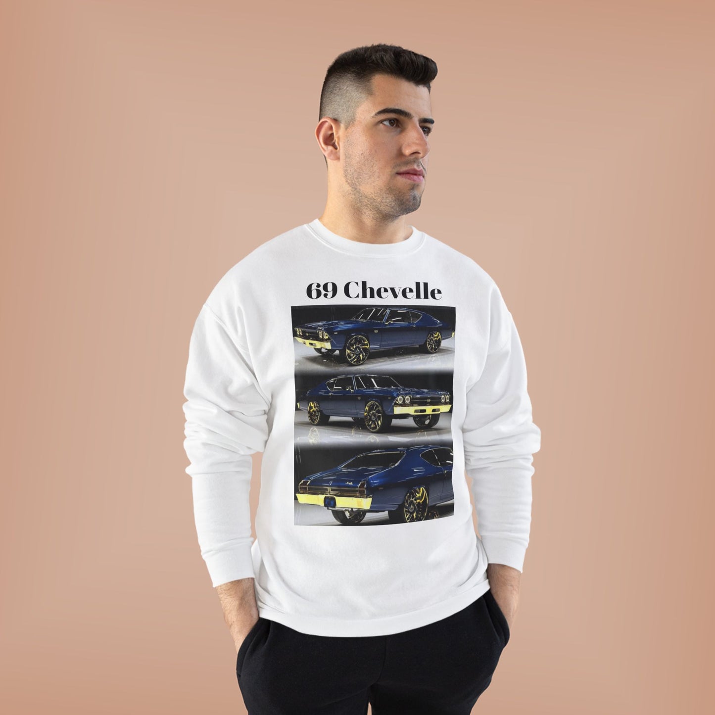 69 Chevelle, Vintage Car Art Eco-Friendly Crewneck Sweatshirt, Cool Graphic Sweatshirt, Unisex Gift, Casual Wear, Car Lover Apparel, Automotive Fashion